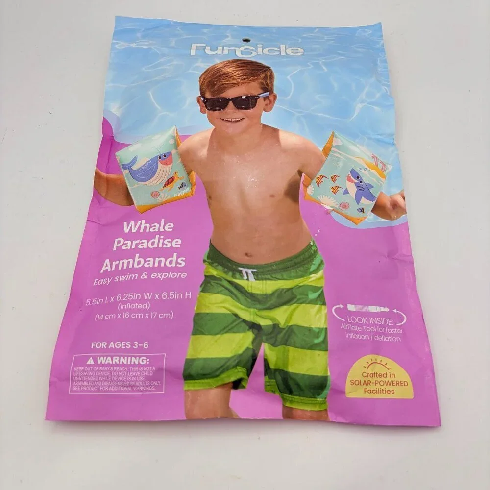 FunSicle Whale Paradise Kids Swim Armbands Floaties Ages 3–6 Pool Float Arm Band